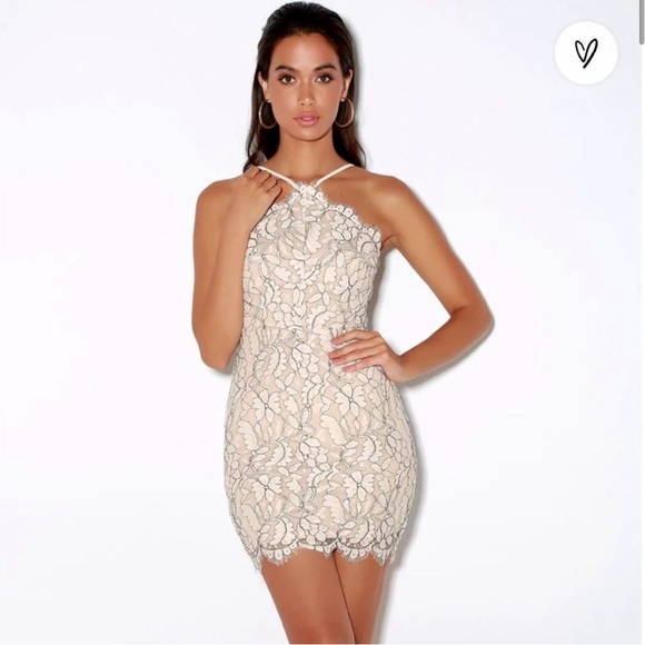 ⭐️NWT⭐️Delicate Darling Beige & Ivory Lace Bodycon dress in size S - Picture 2 of 11